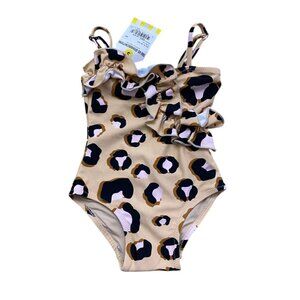 Shade Critters Ruffle One Piece Swimsuit in Natural Leopard